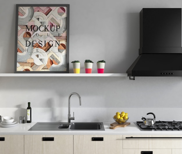 Makieta plakat w nowoczesnej kuchni o eleganckim wyglądzie