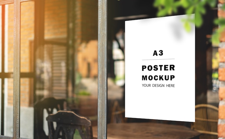 Makieta plakatu promocyjna umieszczona przed restauracją