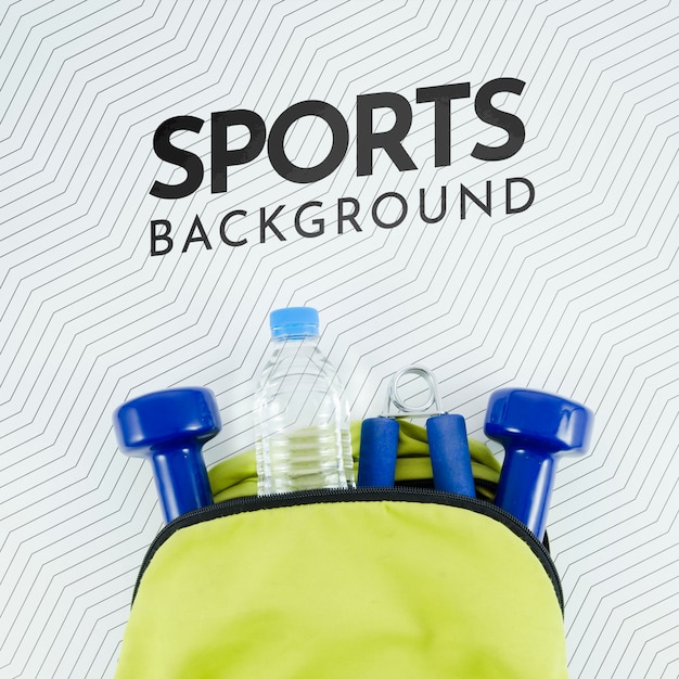 Makieta plecaka ze sprzętem sportowym