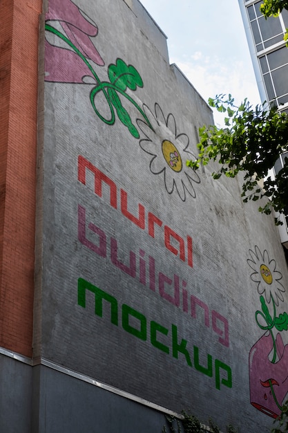 PSD makieta projektu muralu na budynku miasta