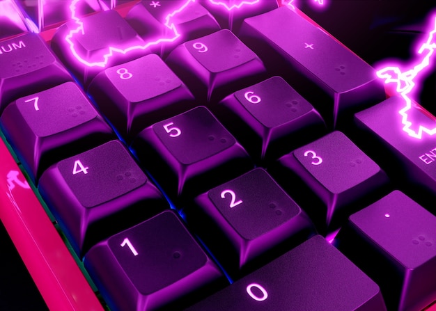 Makieta przycisków klawiatury z neonową śrubą elektryczną