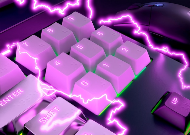 Makieta przycisków klawiatury z neonową śrubą elektryczną