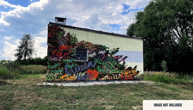 Makieta ściany budynku. Duży obraz ścienny makieta. Podgląd malowania graffiti. Ściana ulicy.