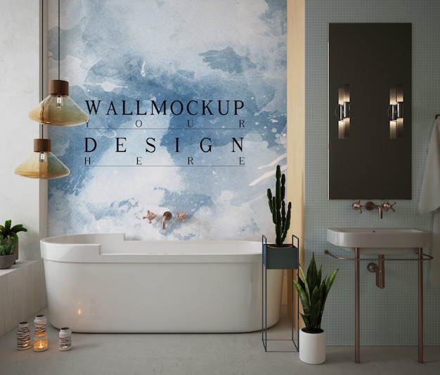 Makieta ściany w nowoczesnej i luksusowej łazience