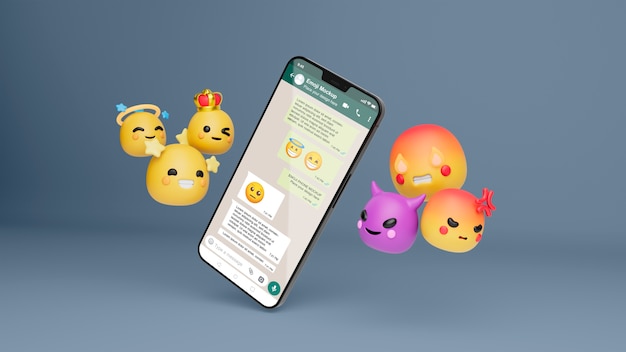 PSD makieta smartfona z emoji whatsapp