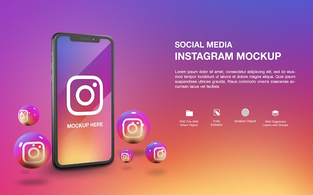Makieta Smartfona Z Projektem Renderowania Piłki Instagram