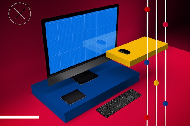 PSD makieta streszczenie komputera