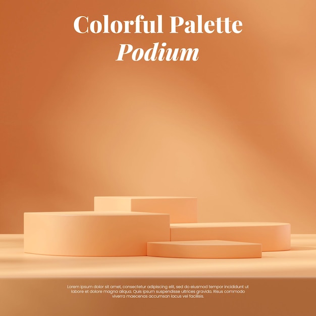 Makieta szablonu obrazu renderowania 3D żółte ułożone podium w kwadratowej żółtej ścianie i podłodze