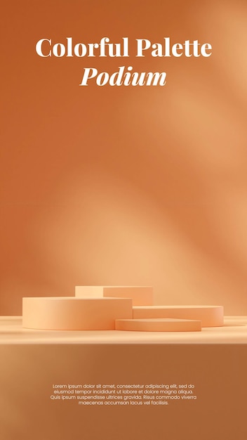 Makieta szablonu obrazu renderowania 3D żółte ułożone podium w portretowej żółtej ścianie i podłodze