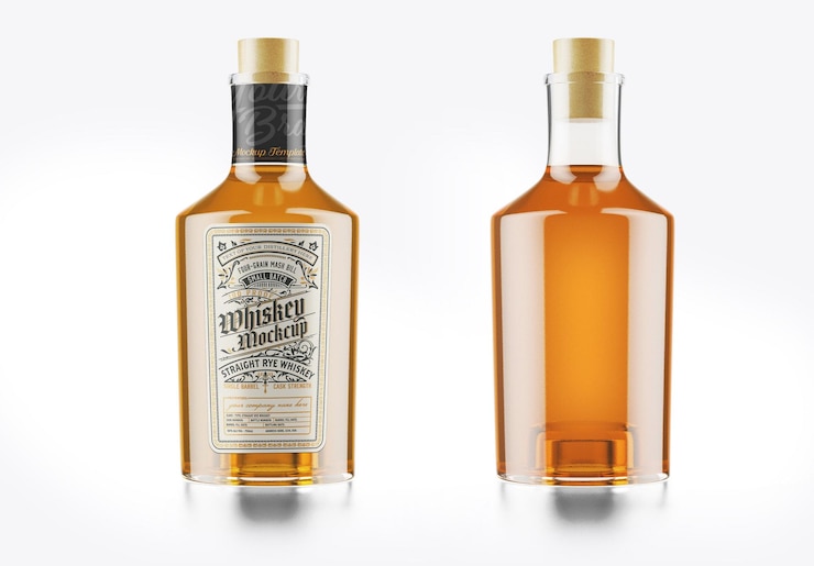 PSD makieta szklanej butelki whisky