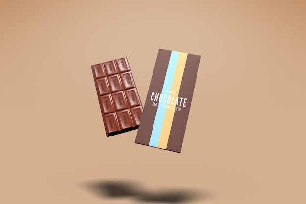 Makieta widoku tabliczki czekolady i pudełka