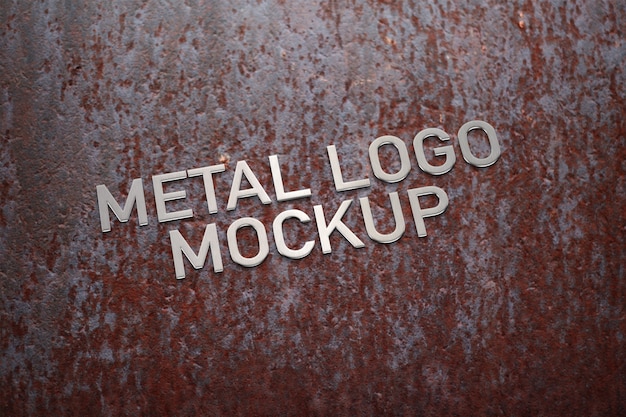 PSD makieta z metalowym logo