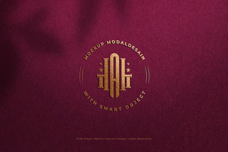 PSD makieta z wytłoczonym logo golden