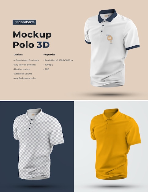 PSD makieta zestawu 3d polo