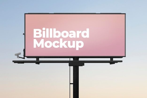 Makieta Znaku Billboardu Na Niebie O Zachodzie Słońca
