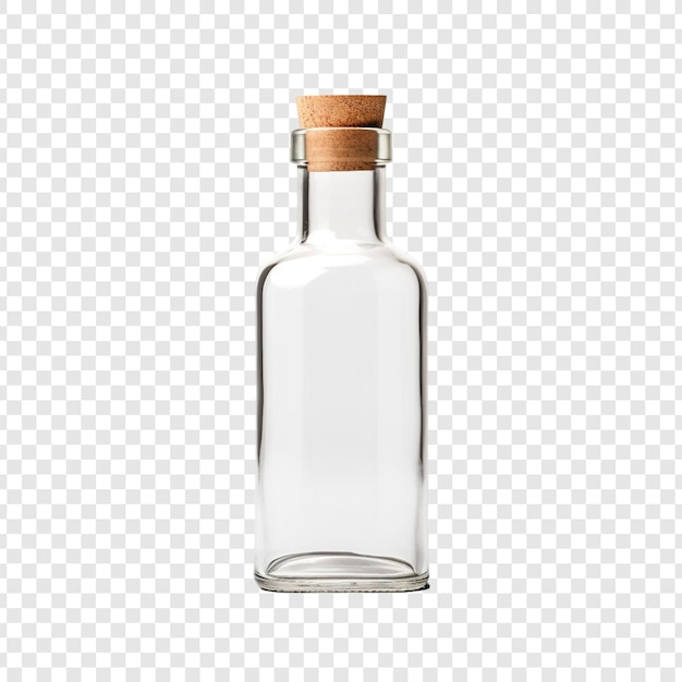 PSD makietka szklanej butelki z oknem z korkowym korkiem na przezroczystym tle