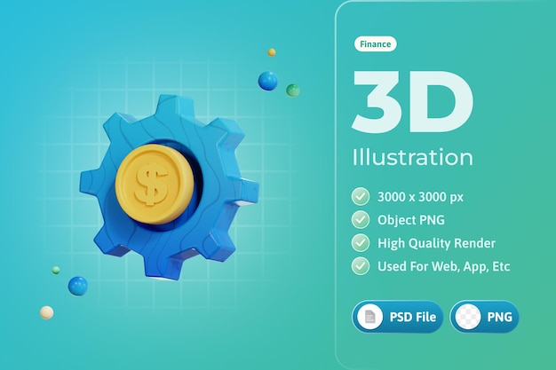 Fare soldi finanza icona illustrazione 3d