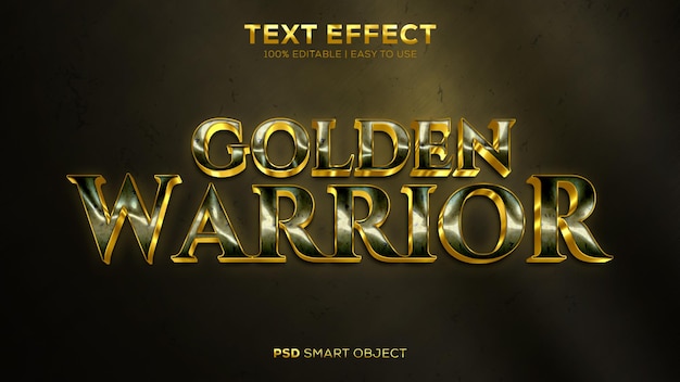 Makkelijk te gebruiken en bewerkbaar gouden krijger psd-teksteffect