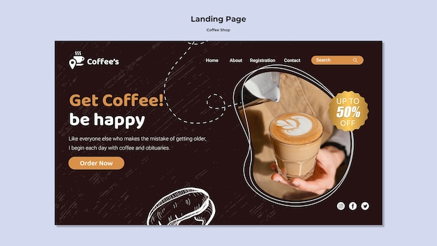 Mal for kaffebar med flatt design