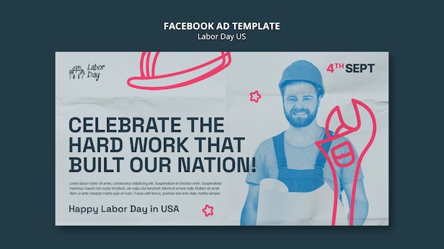 Mal for sosiale medier-kampanje for feiringen av USAs Labour Day