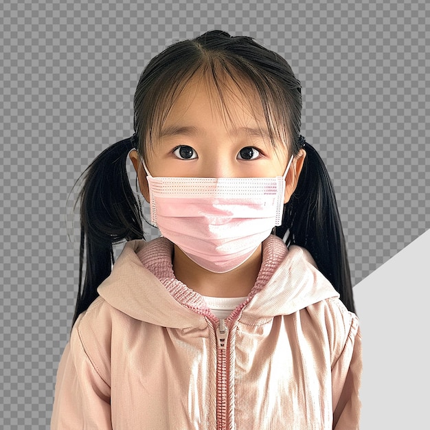 PSD mała dziewczyna nosi maskę twarz png odizolowany na przezroczystym tle