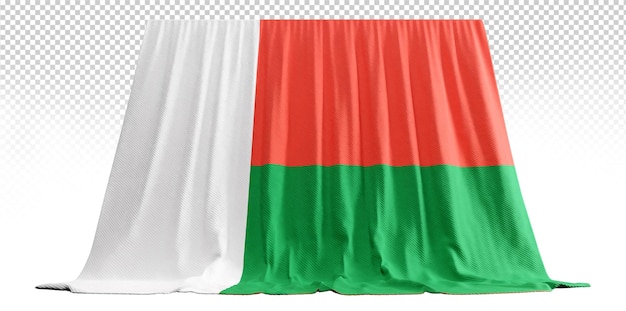 PSD malagassische vlaggordijn in 3d-weergave van de culturele diversiteit van madagaskar