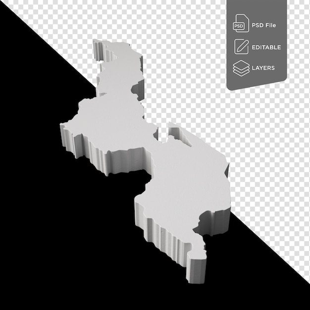 Malawi 3D Map Geography Cartography And Topology On Black Background 3D Illustration