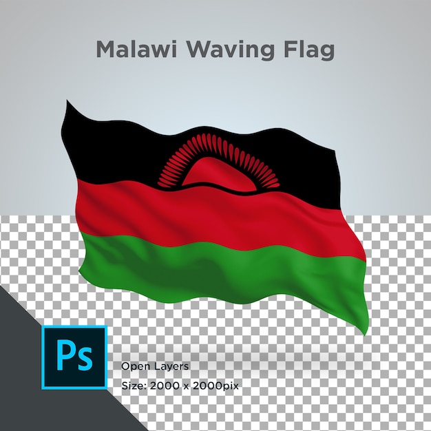 PSD malawi flag wave design transparent