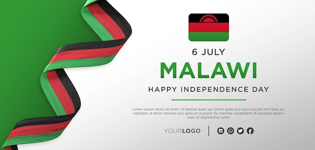 PSD bandiera di celebrazione del giorno dell'indipendenza nazionale del malawi, anniversario nazionale