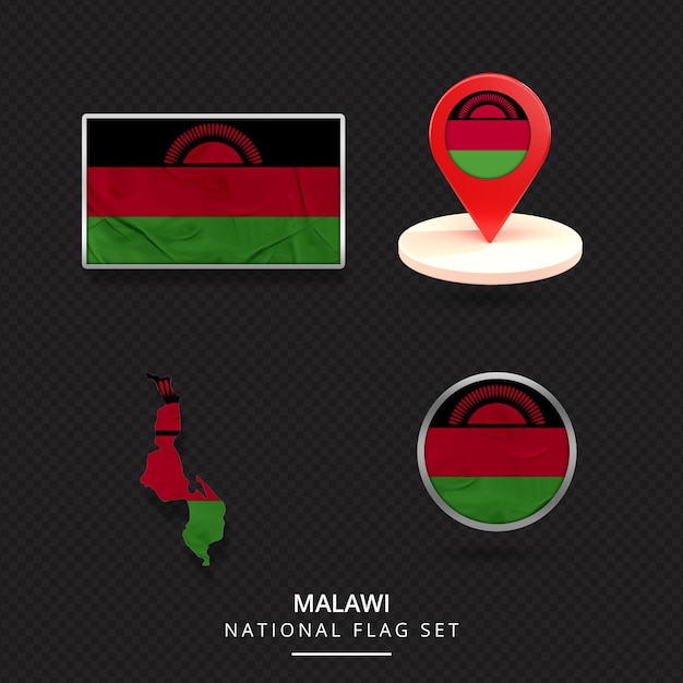 PSD malawi nationale vlag kaart locatie-element ontwerp