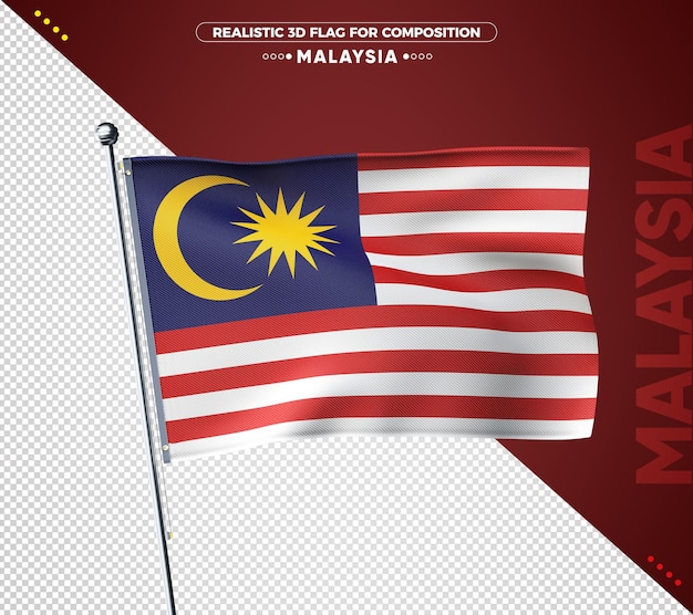 PSD リアルな質感のマレーシア3d旗