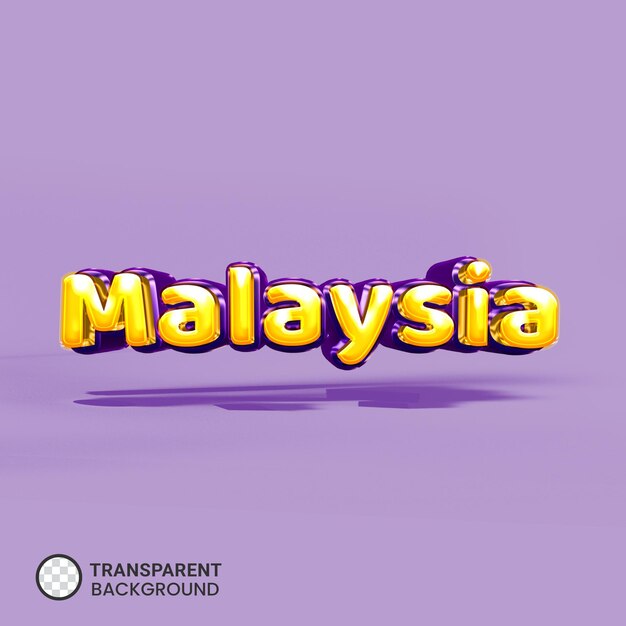 Malaysia 3d text effect icon on transparent background