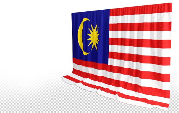 PSD malaysia flag curtain in 3d rendering reflecting malaysia's rich heritage