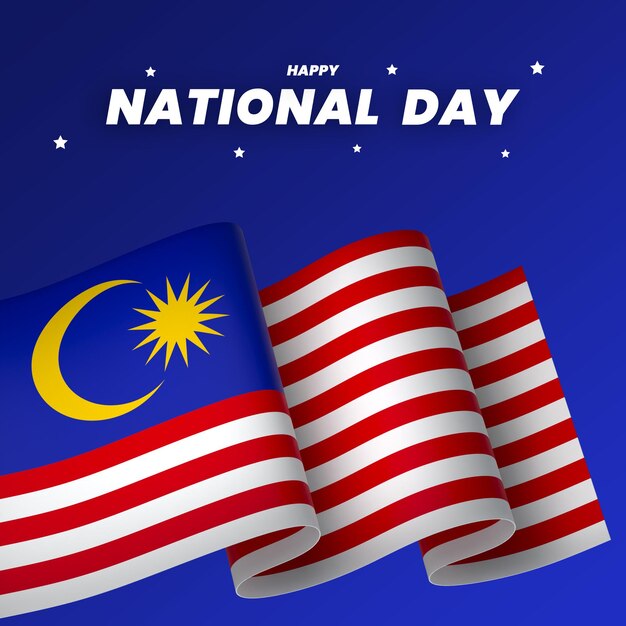 PSD malaysia flag element design national independence day banner ribbon psd