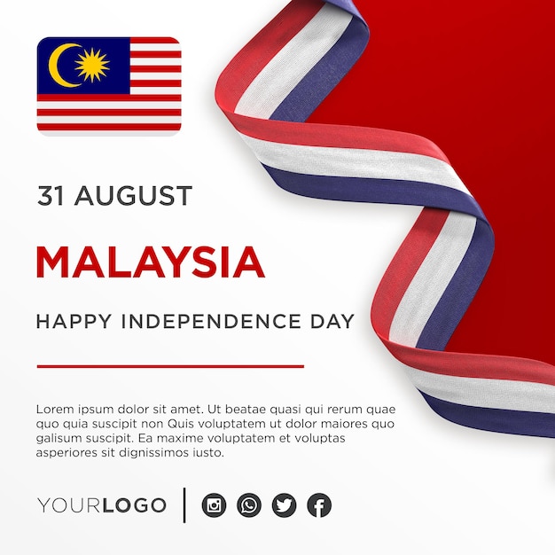 PSD malaysia national independence day celebration banner national anniversary post template