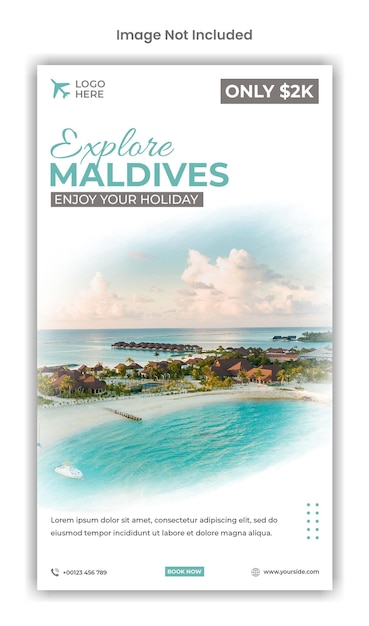 Maldiven reizen sociale media instagram verhaal sjabloonontwerp