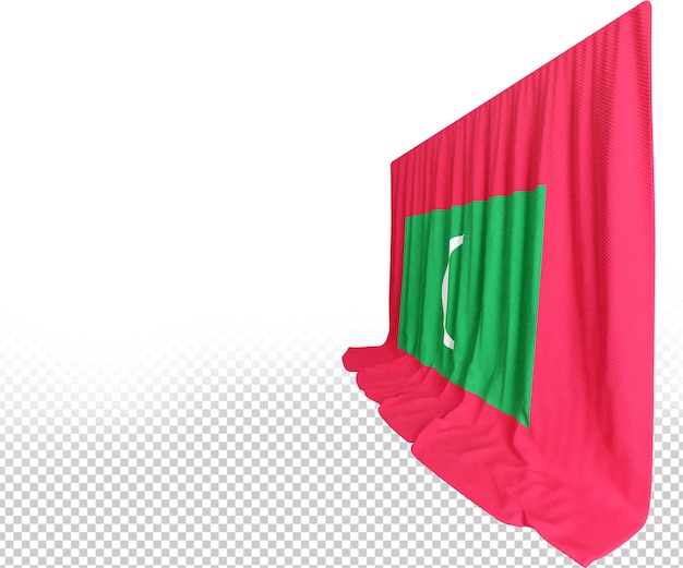 PSD tenda con bandiera delle maldive in rendering 3d che abbraccia la bellezza naturale delle maldive