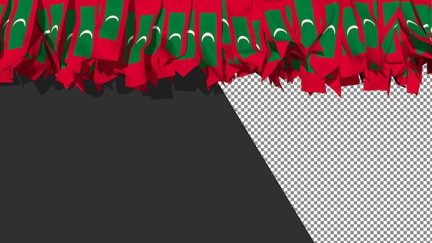 maldives flag different shapes of cloth stripes hanging from top 3d rendering