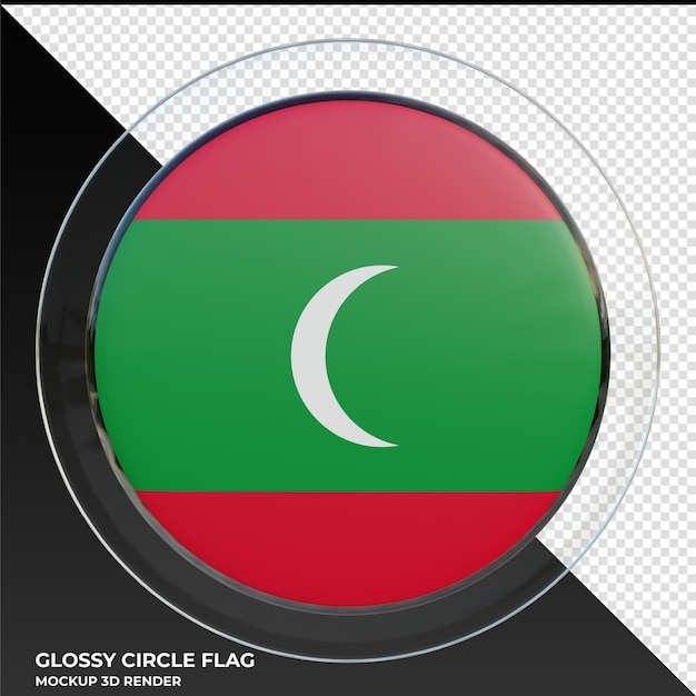 PSD モルディブの現実的な 3 d テクスチャの光沢のある円の旗