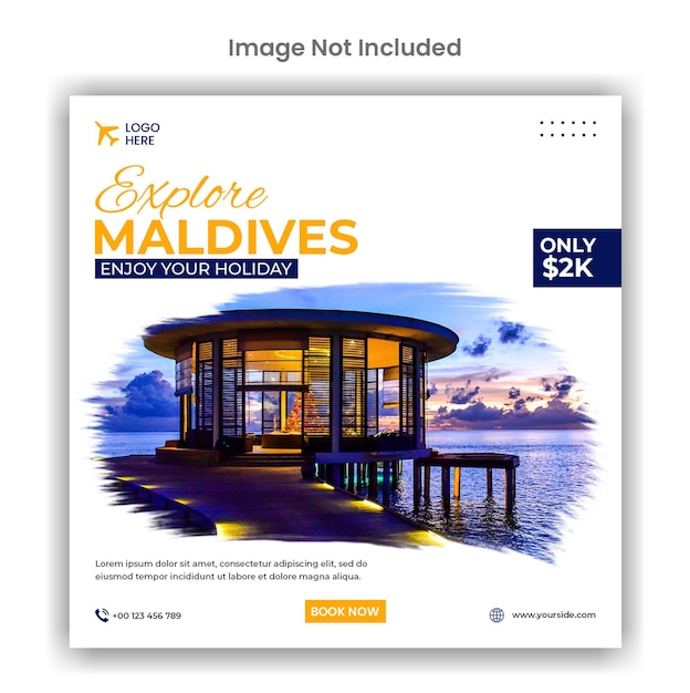 Maldives travel agency social media or instagram post template design