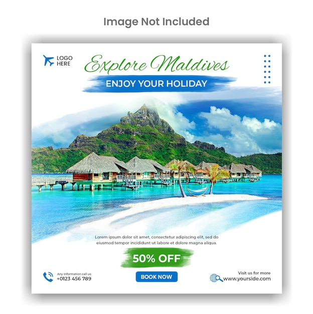 Maldives travel agency social media or instagram post template design