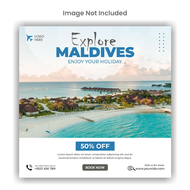 Maldives travel agency social media or instagram post template design