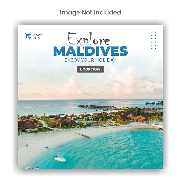 PSD Мальдивское туристическое агентство в социальных сетях или дизайн шаблона поста в instagram