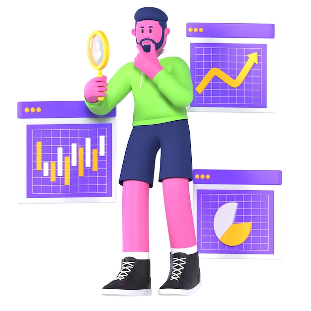 PSD male 3d character agency data analytic