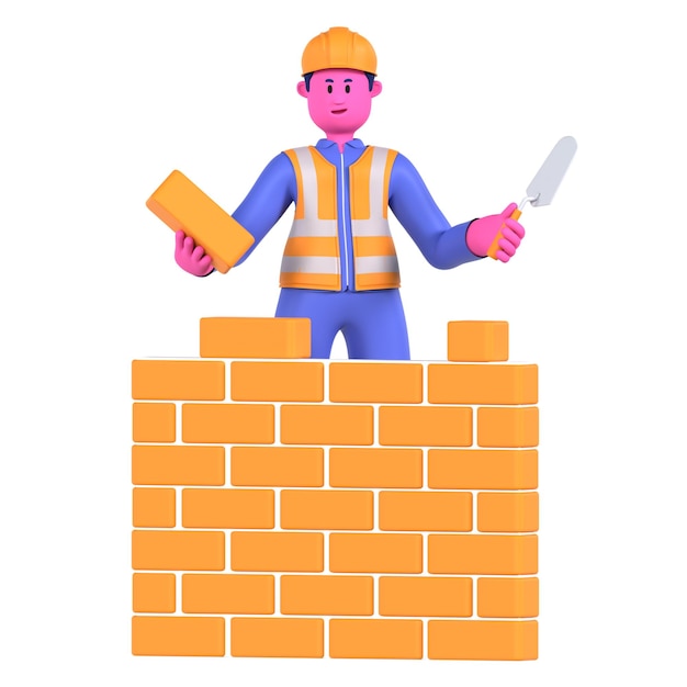 PSD male bricks worker construction industry