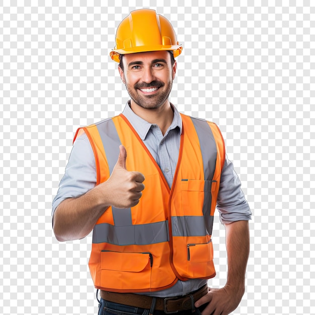 PSD male construction worker on transparency background psd