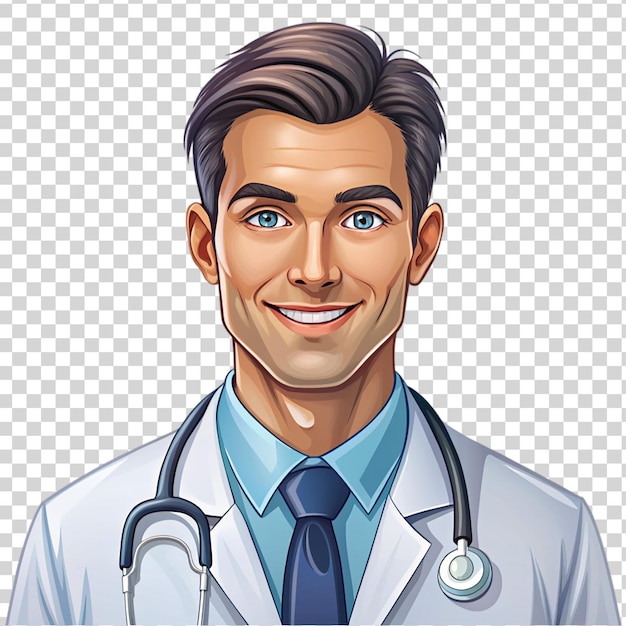 PSD male doctor character portrait isolated on transparent background
