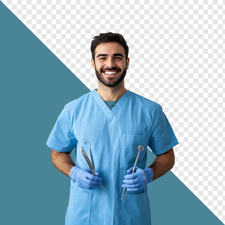 PSD male doctor on transparent background