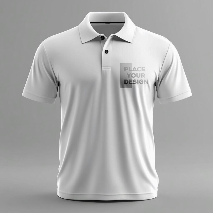 Male editable white polo shirt mockup template