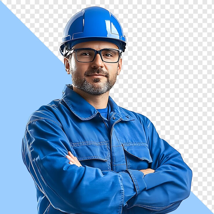 PSD портрет инженера на прозрачном фоне